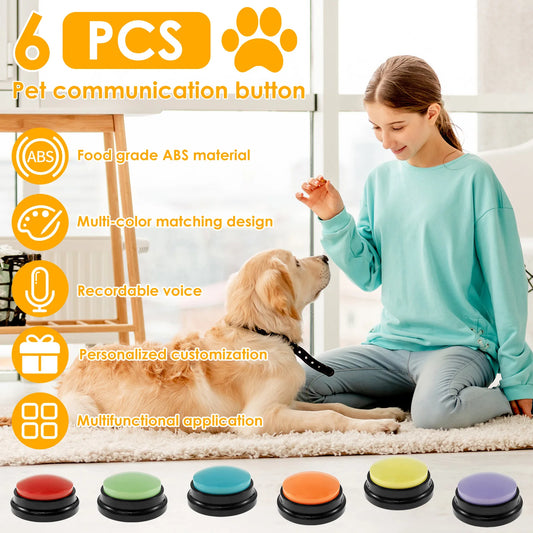 Boutons de Communication pour Chien – Buzzer Vocal d’Entraînement (Set de 4 ou 6 Boutons)