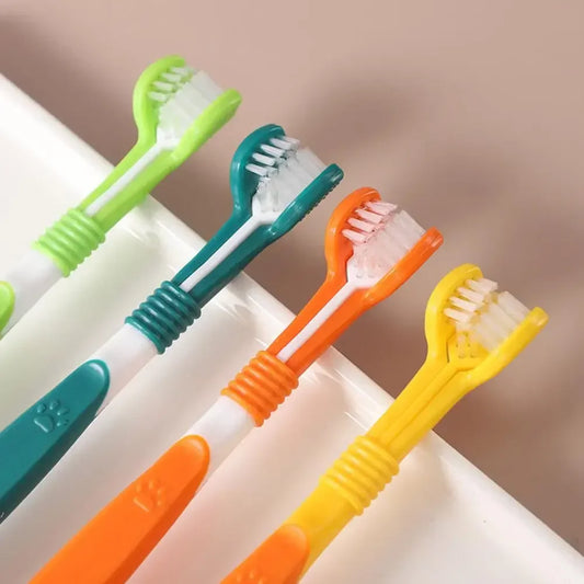 Brosse à Dents à Trois Faces pour Animaux de Compagnie – Nettoyage Buccal Complet pour Chiens & Chats