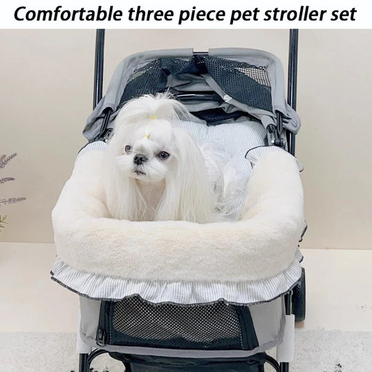 Ensemble Confort Premium 3 Pièces pour Poussette pour Chien – Doux, Protecteur & Universel